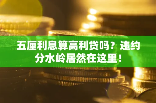 武汉五厘利息算高利贷吗？违约分水岭居然在这里！